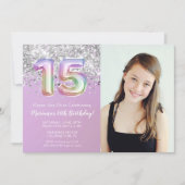 Foto Rainbow Sparkle 15. Geburtstag Einladung (Vorderseite)