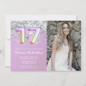 Foto Rainbow Sparkle 17. Geburtstag Einladung (Vorderseite)