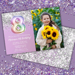 Foto Rainbow Sparkle 8. Geburtstag Einladung