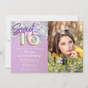 Foto Rainbow Sparkle Sweet 16. Geburtstag Einladung