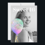 *~* FOTO - Rainbow Sweet 16 Balloon AP29 Birthday Einladung<br><div class="desc">(Suche nach ähnlichen Designs auf verschiedenen Produkten in AP29) (Dieses Design kann leicht an JEDES Alter oder EVENT angepasst werden) Erfahren Sie, wenn Sie Hilfe benötigen. *~* Energie-Enhanced SWEET 16 Geburtstag Einladung. Ändern / Bearbeiten Sie den Text und das FOTO des süßen 16 Geburtstagskarls. Abstrakte Künstlerische Girly Chic SWEET 16...</div>