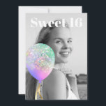 *~* FOTO - Rainbow Sweet 16 Balloon AP29 Birthday Einladung<br><div class="desc">(Suche nach ähnlichen Designs auf verschiedenen Produkten in AP29)((Dieses Design kann leicht an JEDES Alter oder EVENT angepasst werden )) Erfahren Sie, wenn Sie Hilfe benötigen. *~* Energie-Enhanced SWEET 16 Geburtstag Einladung. Ändern / Bearbeiten Sie den Text und das FOTO des süßen 16 Geburtstagskarls. Abstrakte Künstlerische Girly Chic SWEET 16...</div>