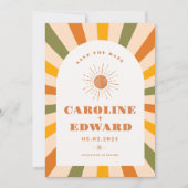 Foto Rainbow Wavy Groovy Save the Date Qr Code (Vorderseite)