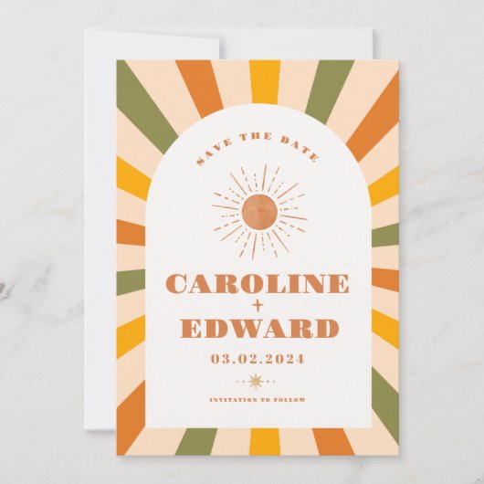 Foto Rainbow Wavy Groovy Save the Date Qr Code (Vorderseite)