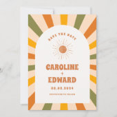 Foto Rainbow Wavy Groovy Save the Date Qr Code (Vorderseite)