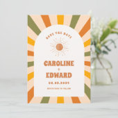 Foto Rainbow Wavy Groovy Save the Date Qr Code (Stehend Vorderseite)