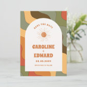 Foto Rainbow Wavy Groovy Save the Date Qr Code (Stehend Vorderseite)