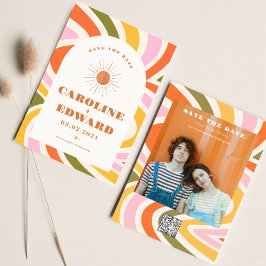 Foto Rainbow Wavy Groovy Save the Date Qr Code