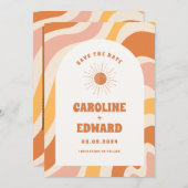 Foto Rainbow Wavy Groovy Save the Date Qr Code (Vorne/Hinten)