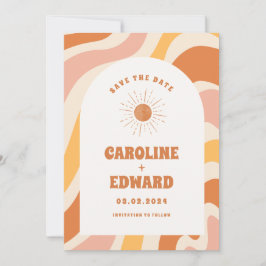 Foto Rainbow Wavy Groovy Save the Date Qr Code