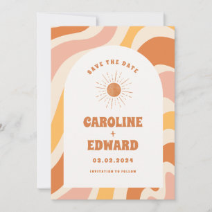 Foto Rainbow Wavy Groovy Save the Date Qr Code