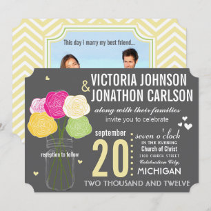 Foto Ranunculus typography Modern Wedding Einladung