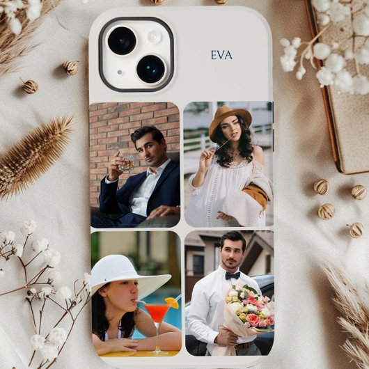 Foto-Raster 4 Bilder Name oder Initialen Neutral Case-Mate iPhone Hülle