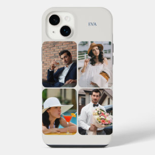 Foto-Raster 4 Bilder Name oder Initialen Neutral iPhone 14 Plus Hülle