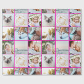 Foto-Raster-Collage rosa Geschenkpapier (Flach)