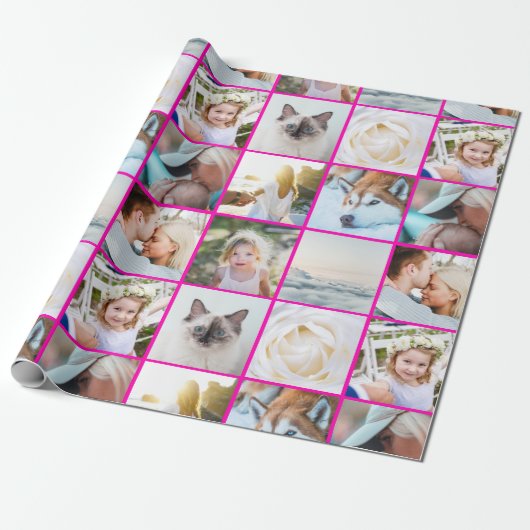 Foto-Raster-Collage rosa Geschenkpapier (Ungerollt)