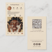 Foto-Raster QR-Code-Beige Visitenkarte (Vorne/Hinten)