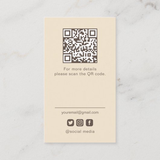 Foto-Raster QR-Code-Beige Visitenkarte (Rückseite)