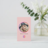 Foto-Raster von Instagram folgen Profil Rosa Visitenkarte (Stehend Vorderseite)