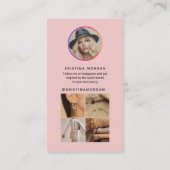 Foto-Raster von Instagram folgen Profil Rosa Visitenkarte (Rückseite)