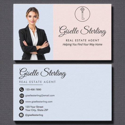 Foto Real Anwesen Agent Französisch Blue Blush Visitenkarte