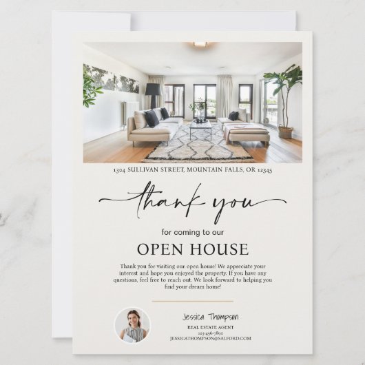 Foto Real Anwesen Open House Script Danke Karte (Vorderseite)