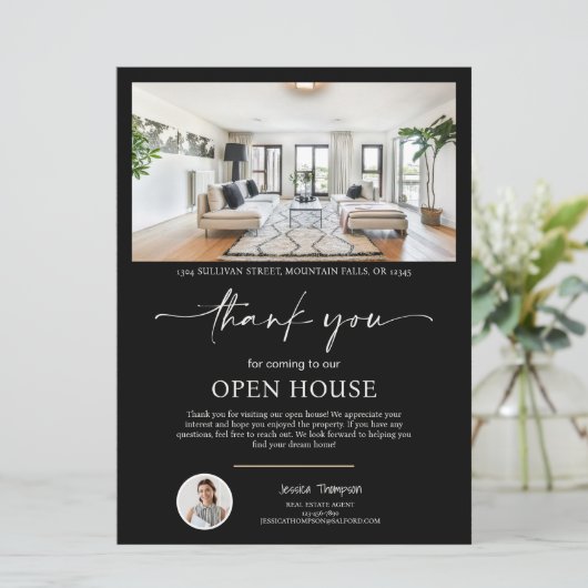 Foto Real Anwesen Open House Script Danke Karte (Stehend Vorderseite)