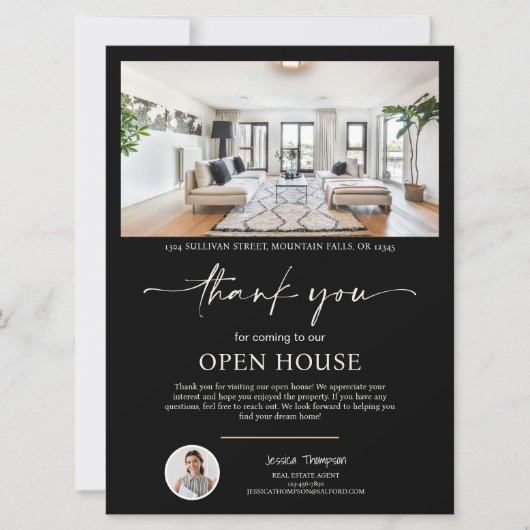 Foto Real Anwesen Open House Script Danke Karte (Vorderseite)