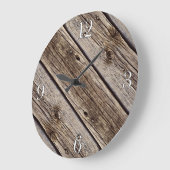 Foto Realistisch-rustikale, gewitterte Holzplatte Große Wanduhr (Winkel)