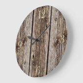 Foto Realistisch-rustikale, gewitterte Holzplatte Große Wanduhr (Winkel)