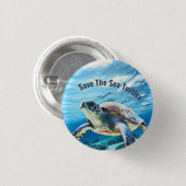 Foto Realistischer Meeresschildkröte | Meeresschil Button (Vorne & Hinten)