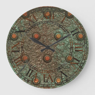 Foto Realistischer Steampunkplatten Metall Rusty S Große Wanduhr