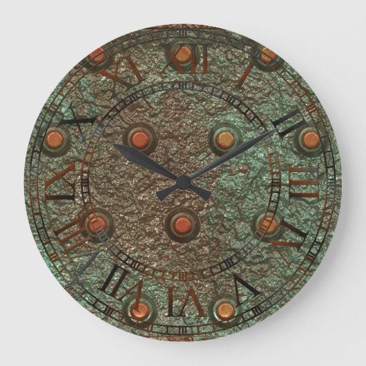 Foto Realistischer Steampunkplatten Metall Rusty S Große Wanduhr (Vorderseite)