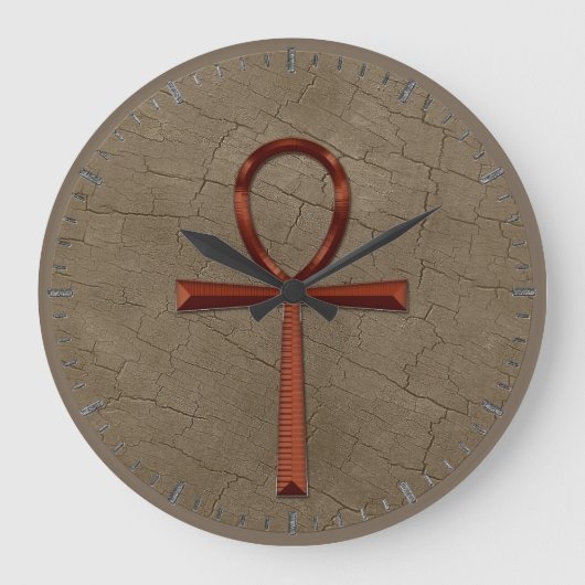 Foto Realistischer Wood-Effekt & Copper-Look Ankh Große Wanduhr (Vorderseite)