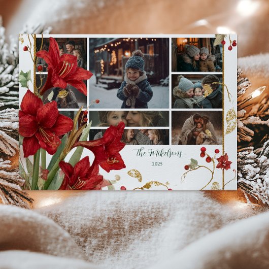 Foto Red Amaryllis Rustikale Weihnachten