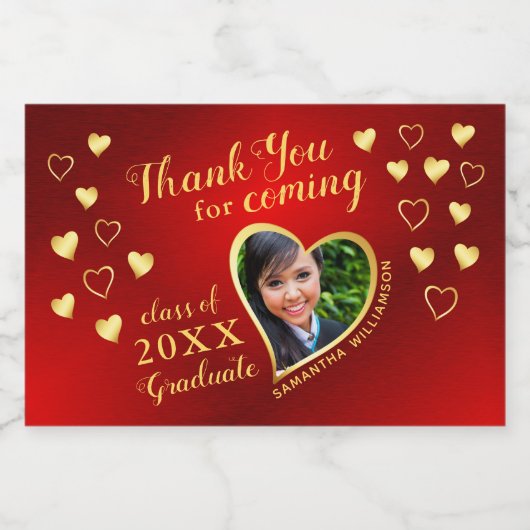 Foto Red and Gold Vielen Dank 2025 Abschluss Gefal Schaumweinetikett (Einzelnes Label)