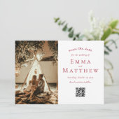 Foto Red Arabic Tile Pattern with QR Save The Date (Stehend Vorderseite)