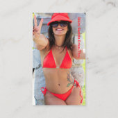 Foto Red Bikini Coffee Drive-Thru Loyalty Card Treuekarte (Vorderseite)