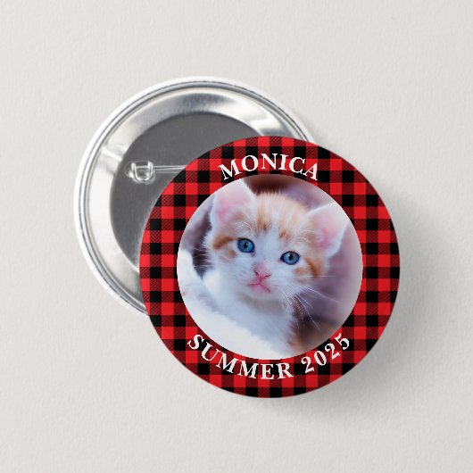 Foto Red Black Buffalo Karierte Grenze Button (Vorne & Hinten)