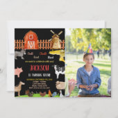 Foto Red Black Farm Animans Geburtstag Einladung (Vorderseite)