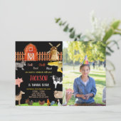 Foto Red Black Farm Animans Geburtstag Einladung (Stehend Vorderseite)