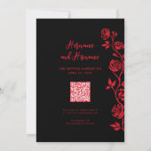 Foto Red Black Hand Drawing Rose QR-Code Website Save The Date (Rückseite)