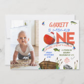 Foto Red Blue Boat Ofishally 1. Geburtstag Einladung (Vorderseite)