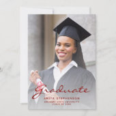 Foto Red Brushed Metal Abschluss Ankündigung (Vorderseite)