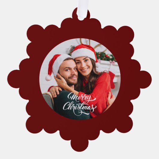 Foto Red Christmas Ornament Karte (Vorderseite)