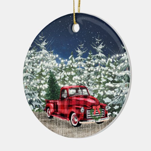 FOTO Red Farm LKW Weihnachtsfarbe Keramik Ornament (Links)