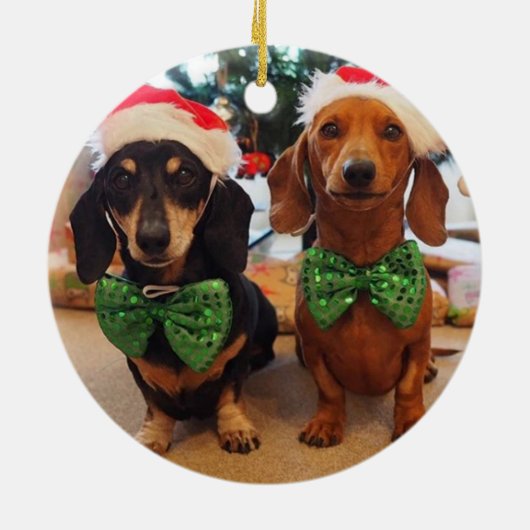 FOTO Red Farm LKW Weihnachtsfarbe Keramik Ornament (Hinten)