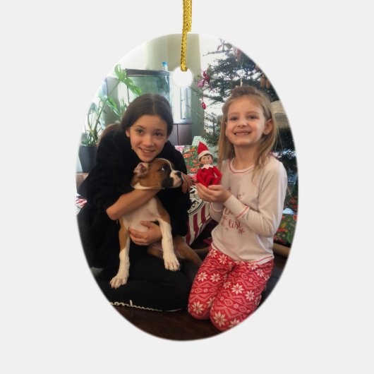 Foto Red Frohe Weihnachten PERSONALIZE Keramik Ornament (Vorne)