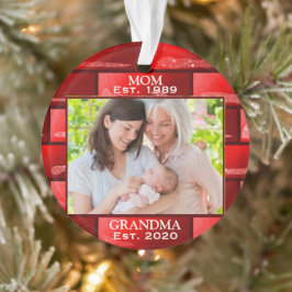 Foto Red Glitzer New Oma Est. Weihnachten Ornament