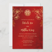 Foto Red Gold Chinese Wedding Einladung (Vorderseite)